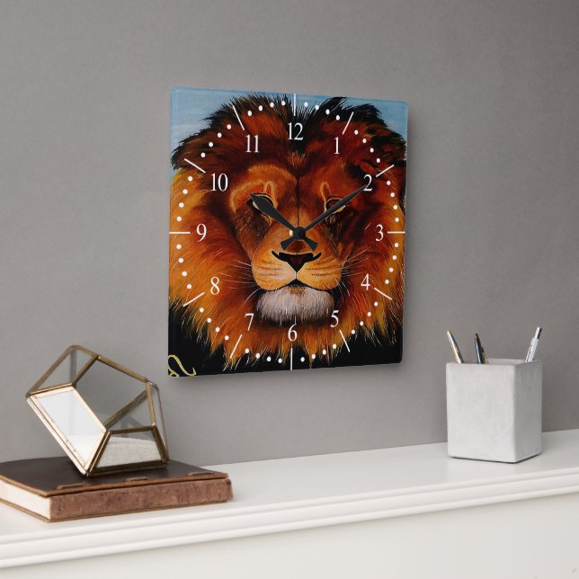 Leo-Zeichen Quadratische Wanduhr (Büro)