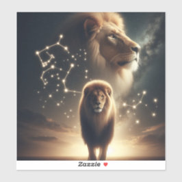 Leo Zodiac Art - Majestic Lion and Constellation. Aufkleber