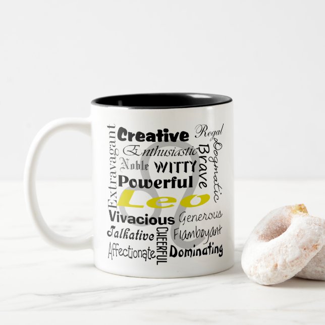 Leo Zodiac Astrologie Horoskop-Eigenschaften Colla Zweifarbige Tasse (Mit Donut)
