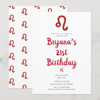 LEO Zodiac Astrologie Juli August Geburtstagsparty Einladung