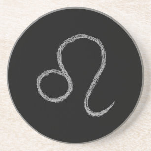 Leo. Zodiac Astrologie-Zeichen.Schwarz. Sandstein Untersetzer