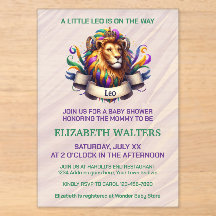 Leo Zodiac Baby Shower Lavender and Green