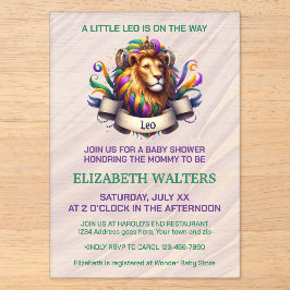 Leo Zodiac Baby Shower Lavender and Green Acryleinladungen