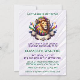 Leo Zodiac Baby Shower Lavender and Green Einladung