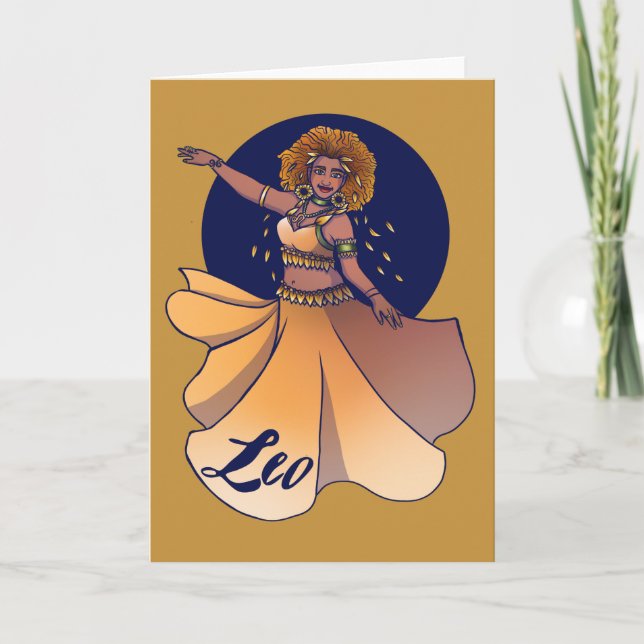 Leo Zodiac Belly Dancer Goddess Karte (Vorderseite)