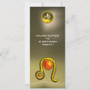 LEO ZODIAC BIRTHDAY PARTY YELLOW TOPAZ MONOGRAM EINLADUNG