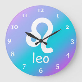Leo Zodiac Blue Purple Astrology Große Wanduhr