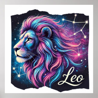 Leo Zodiac Constellation Art Print Poster