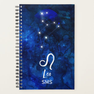Leo Zodiac Constellation bleu foncé Galaxie Monogr