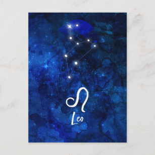 Leo Zodiac Constellation Dark Blue Galaxy Postkarte