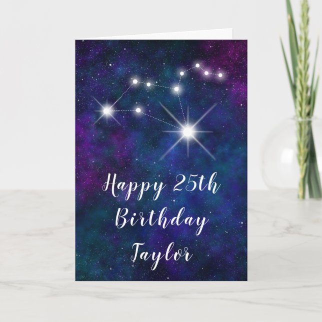 Leo Zodiac Constellation Happy Birthday Karte (Vorderseite)