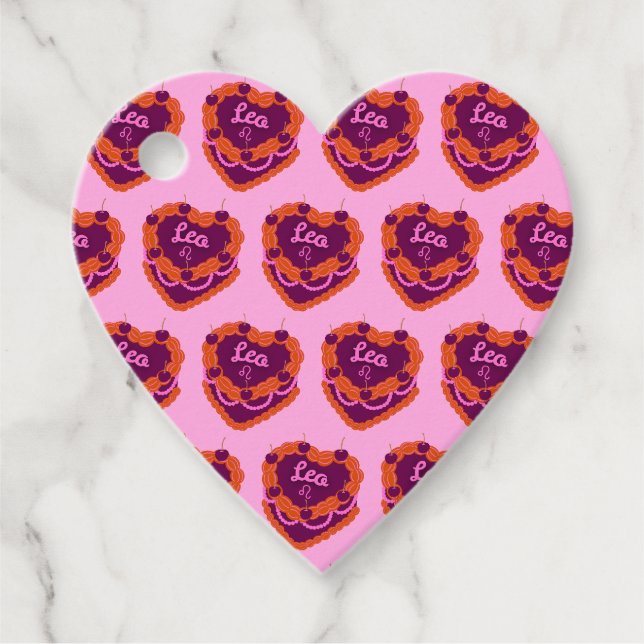 Leo Zodiac Coquette Herz Birthday Cake Geschenkanhänger (Vorderseite)