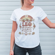 Leo Zodiac Groovy Retro Rainbow T - Shirt
