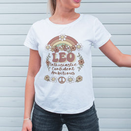Leo Zodiac Groovy Retro Rainbow T - Shirt
