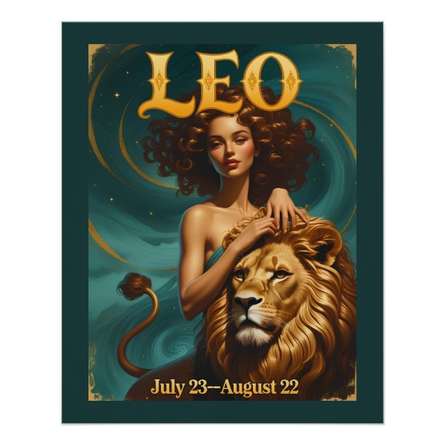 Leo Zodiac July August Birthday Lion Poster (Vorderseite)