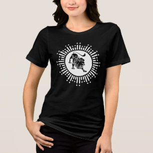 Leo Zodiac Lion Symbol mit Sternen Schwarz und Wei Tri-Blend Shirt
