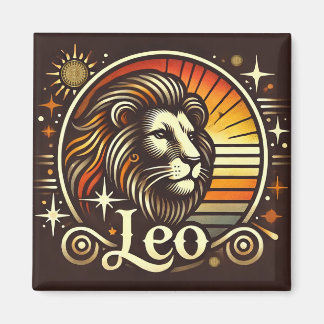 Leo Zodiac Magnet Design Vintage