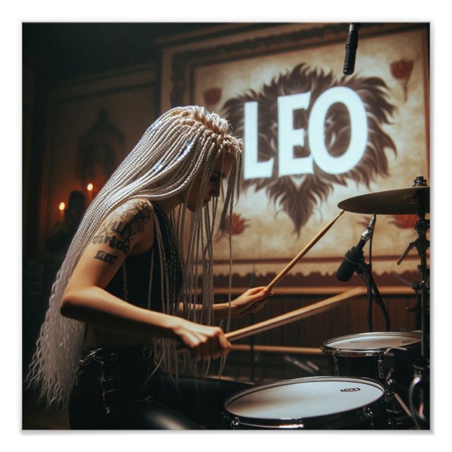 Leo Zodiac Musician Drums Fotodruck (Vorne)