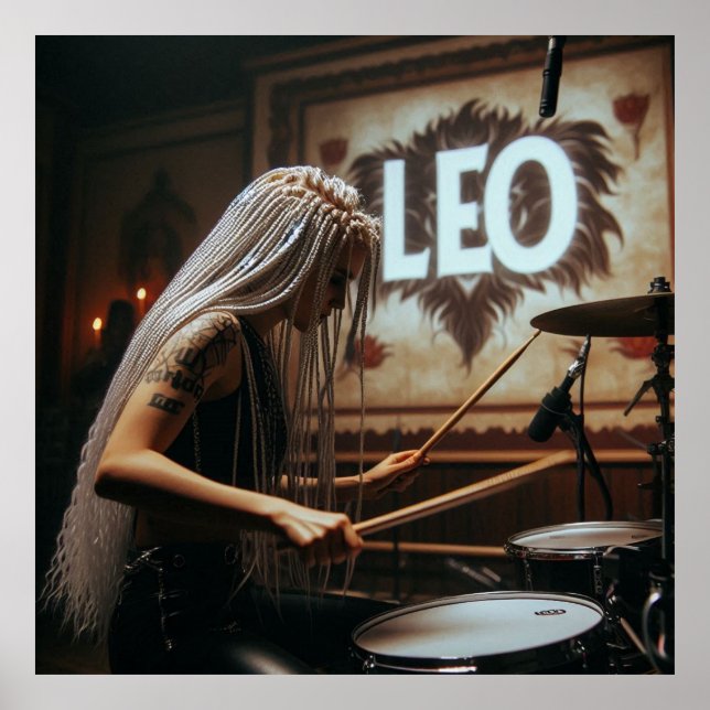 Leo Zodiac Musician Drums Poster (Vorne)