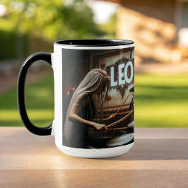 Leo Zodiac Musician Drums Tasse