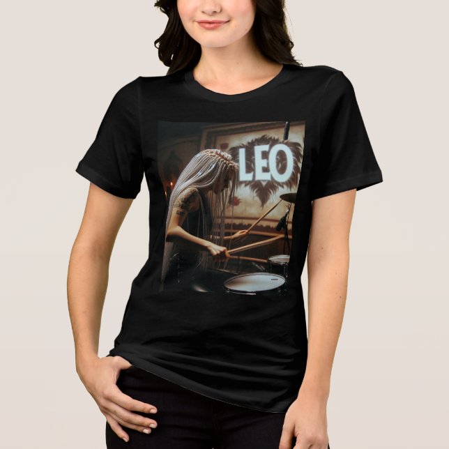 Leo Zodiac Musician Drums Tri-Blend Shirt (Vorderseite)