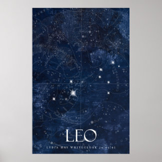 Leo Zodiac Poster avec nom, signe étoile zodiac