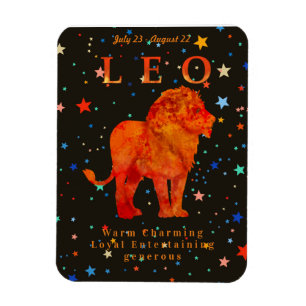 Leo Zodiac Red Lion Modern Traits Magnet