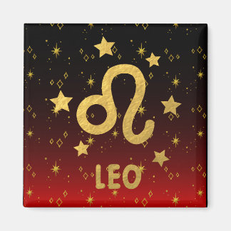 Leo Zodiac Red und Black Magnet