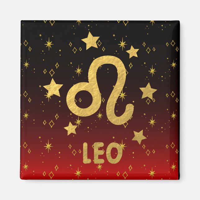 Leo Zodiac Red und Black Magnet (Vorne)