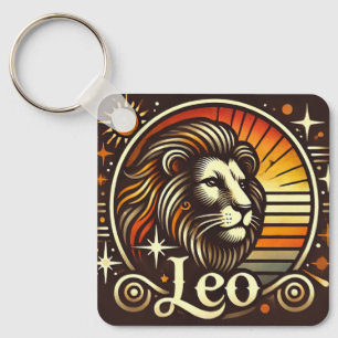Leo Zodiac Schlüsselanhänger Retro Design