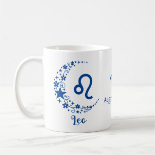 Leo Zodiac Sign Astrologie Geburtstag Blau Weiß Kaffeetasse
