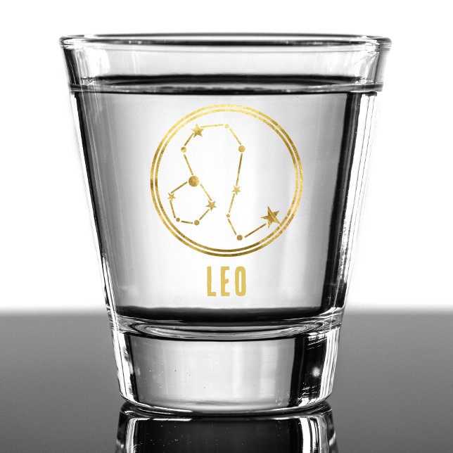 Leo Zodiac Sign Astrologie Horoskop Gold Schnapsglas (gold leo zodiac sign shot glass)