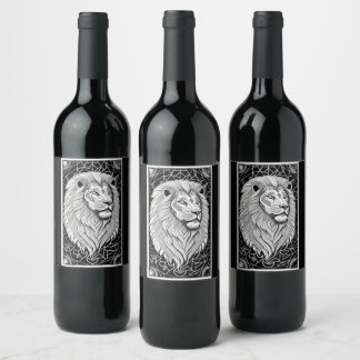 Leo Zodiac Sign - Astrologische Lion Weinetikett