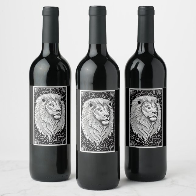 Leo Zodiac Sign - Astrologische Lion Weinetikett (Flaschen)