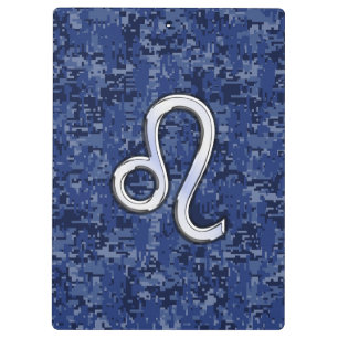 Leo Zodiac Sign auf Blue Digital Camouflage Klemmbrett