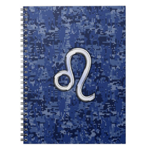Leo Zodiac Sign auf Blue Digital Camouflage Notizblock