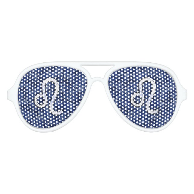 Leo Zodiac Sign auf Blue Digital Camouflage Partybrille (Vorderseite)