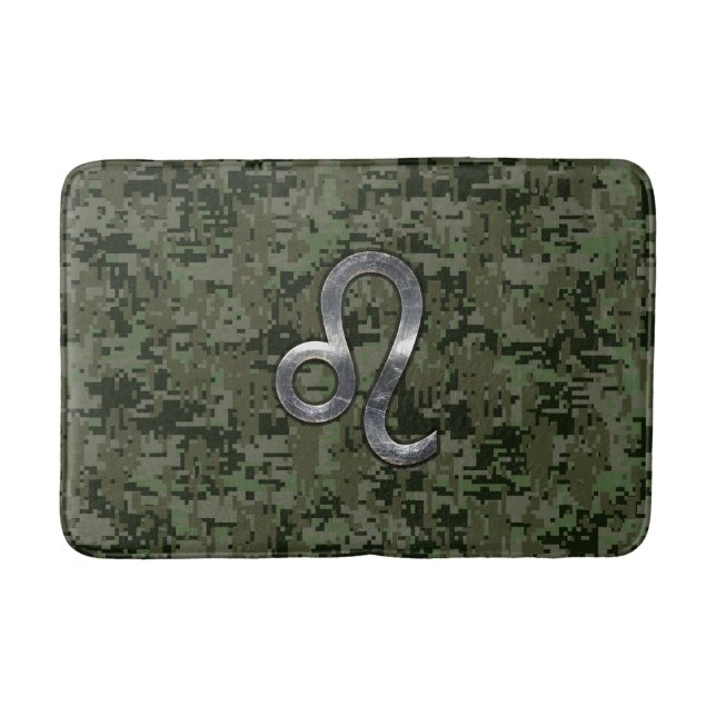 Leo Zodiac Sign auf der Olive Green Digital Camouf Badematte (Vorderseite)