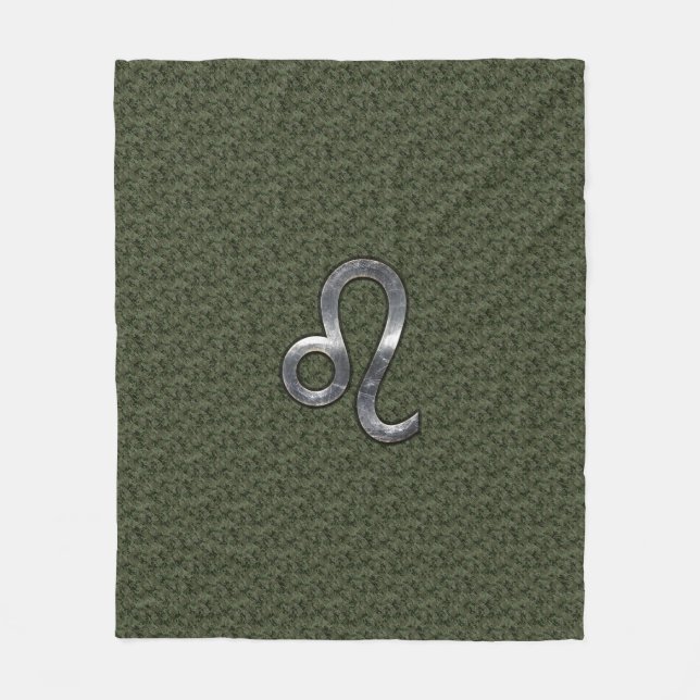 Leo Zodiac Sign auf der Olive Green Digital Camouf Fleecedecke (Vorderseite)