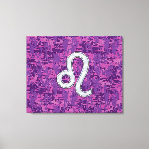 Leo Zodiac Sign auf Fuchsia Digital Camouflage Leinwanddruck