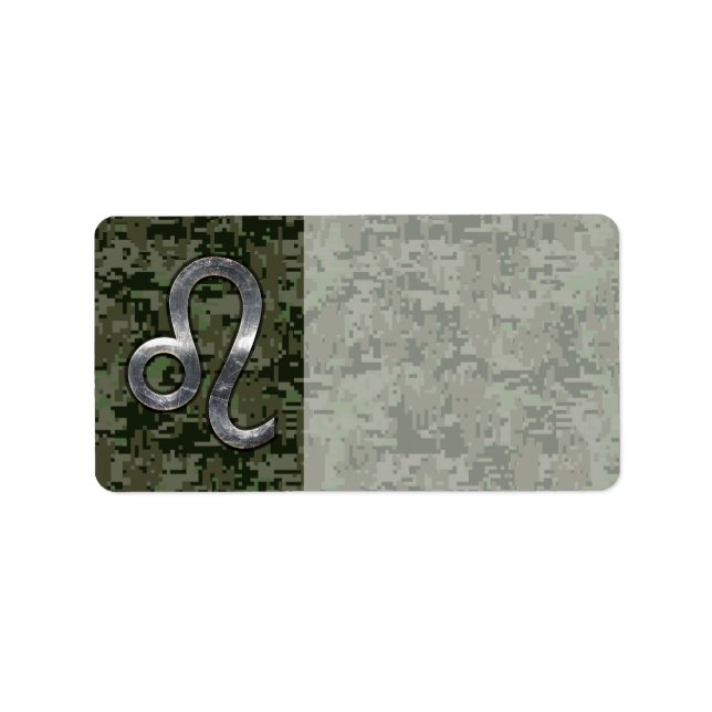 Leo Zodiac Sign auf Green Digital Camouflage Adressaufkleber (Vorne)