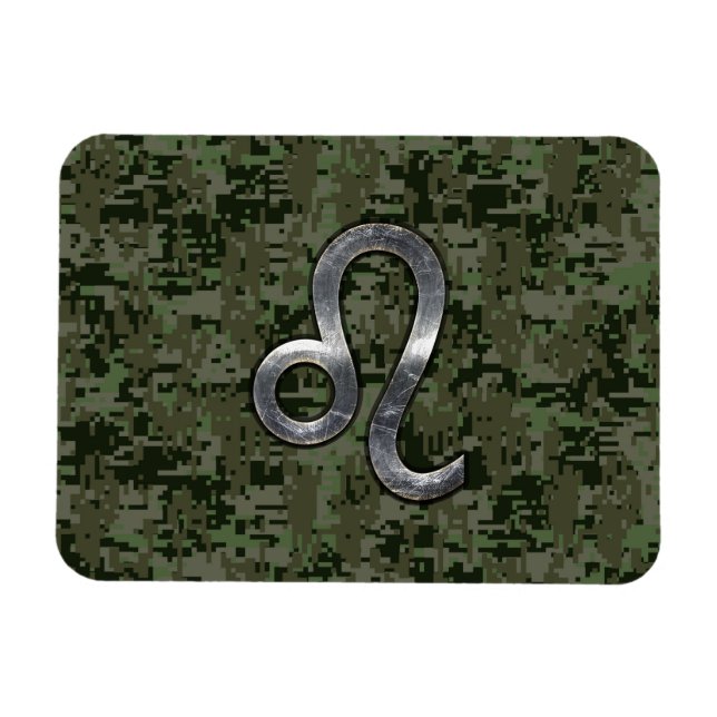 Leo Zodiac Sign auf Green Digital Camouflage Magnet (Horizontal)