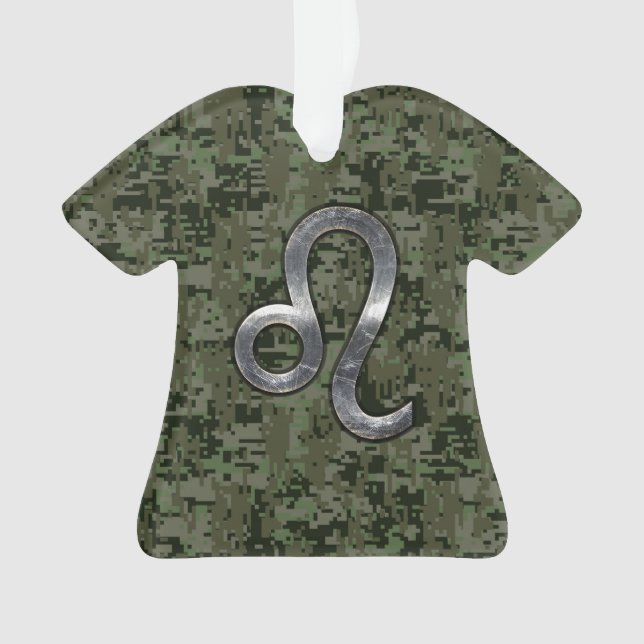 Leo Zodiac Sign auf Green Digital Camouflage Ornament (Vorderseite)