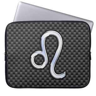 Leo Zodiac Sign auf Holzkohlefaser Print Laptopschutzhülle