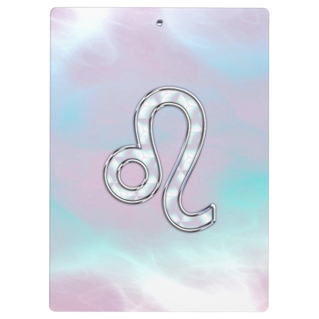 Leo Zodiac Sign auf Pastels Nacre Style Print Klemmbrett (Rückseite)