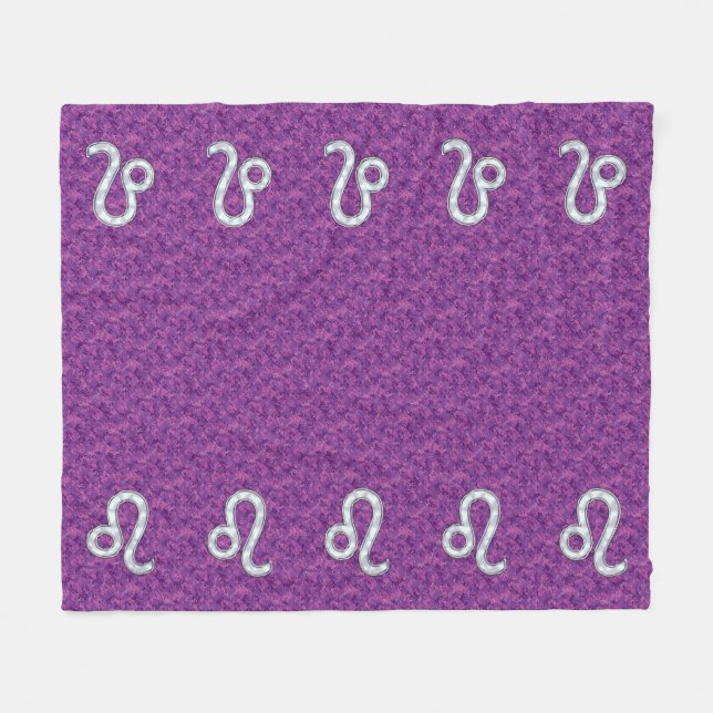 Leo Zodiac Sign auf Pink Fuchsia Digital Camouflag Fleecedecke (Vorderseite (Horizontal))