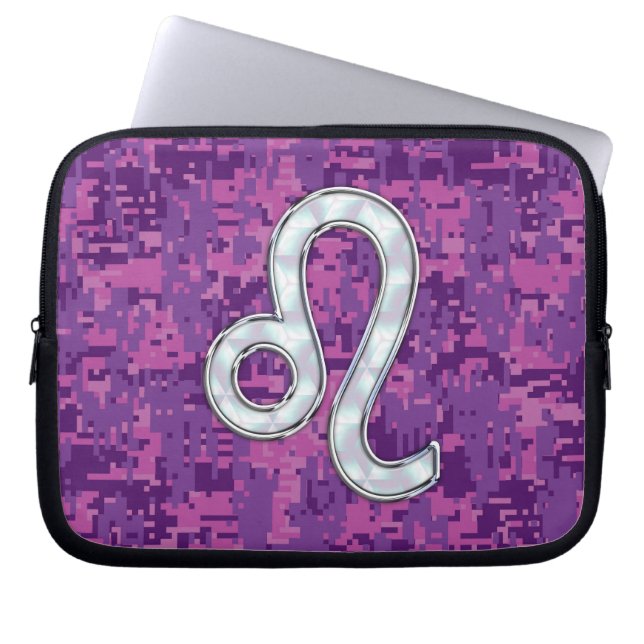 Leo Zodiac Sign auf Pink Fuchsia Digital Camouflag Laptopschutzhülle (Vorderseite)