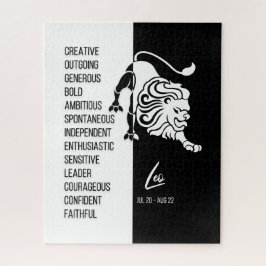 Leo Zodiac Sign, Black & White Jigsaw Puzzle