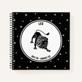 Leo Zodiac Sign, Black & White Notebook Notizbuch