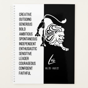 Leo Zodiac Sign, Black & White Planer